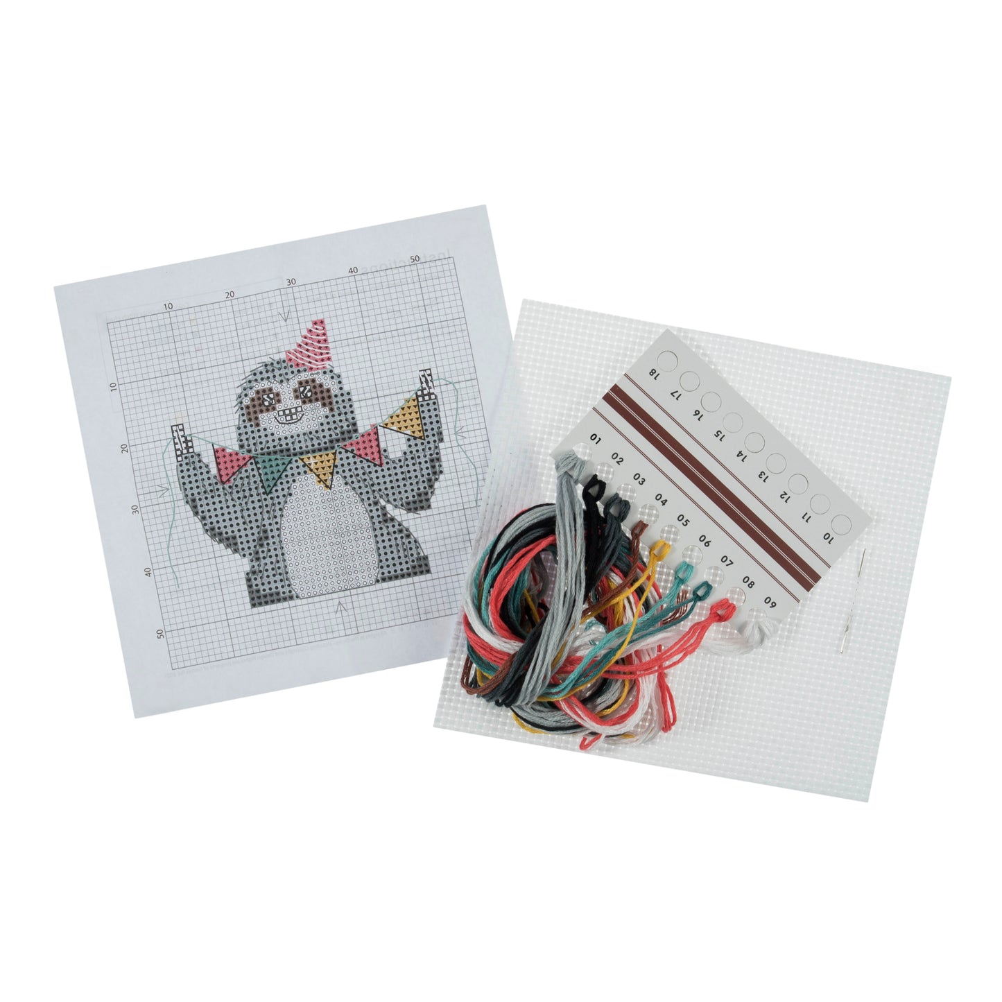 Sloth Cross Stitch Kit. Mini Counted Cross Stitch Kit.