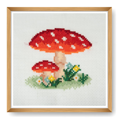 Toadstool Cross Stich Kit. Mini Counted Cross Stitch.