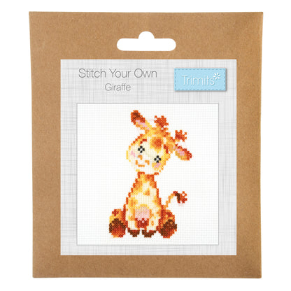 Giraffe Cross Stitch Kit. Mini Counted Cross Stitch Kit.