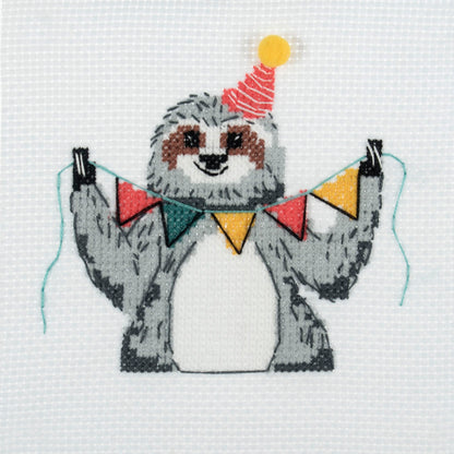 Sloth Cross Stitch Kit. Mini Counted Cross Stitch Kit.